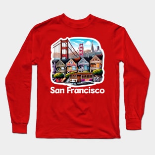 Colorful SF Panorama - San Francisco Long Sleeve T-Shirt